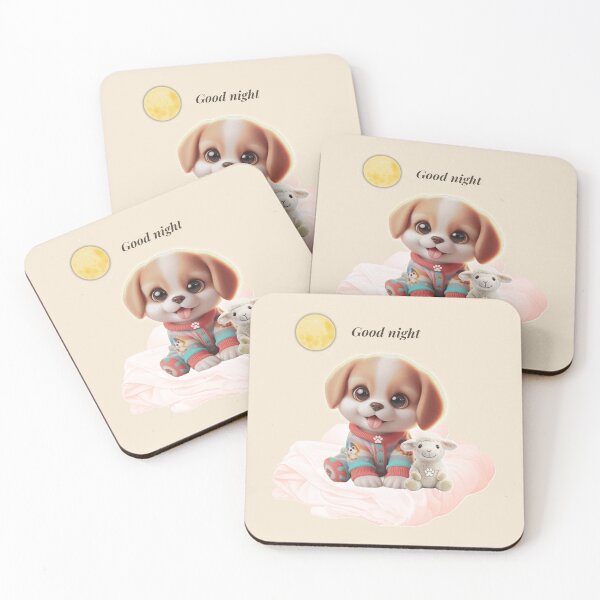 Item preview, Sleepy Puppy with Sheep Plush – Cozy Cute Kawaii Dog Illustration designed and sold by lunadesignsmoon.