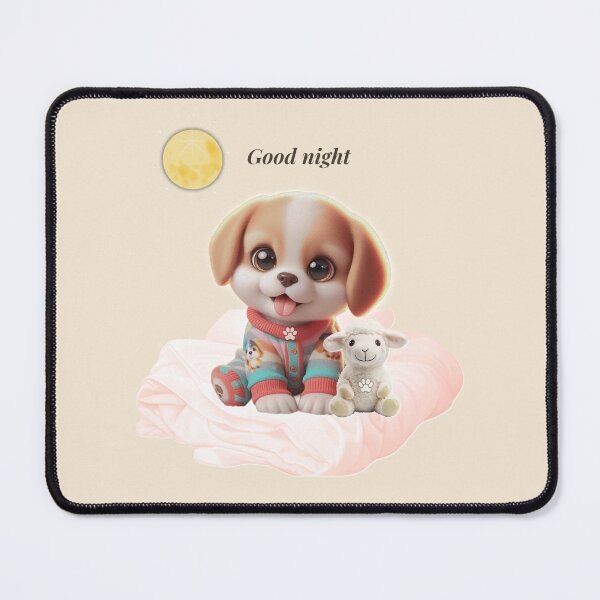 Item preview, Sleepy Puppy with Sheep Plush – Cozy Cute Kawaii Dog Illustration designed and sold by lunadesignsmoon.