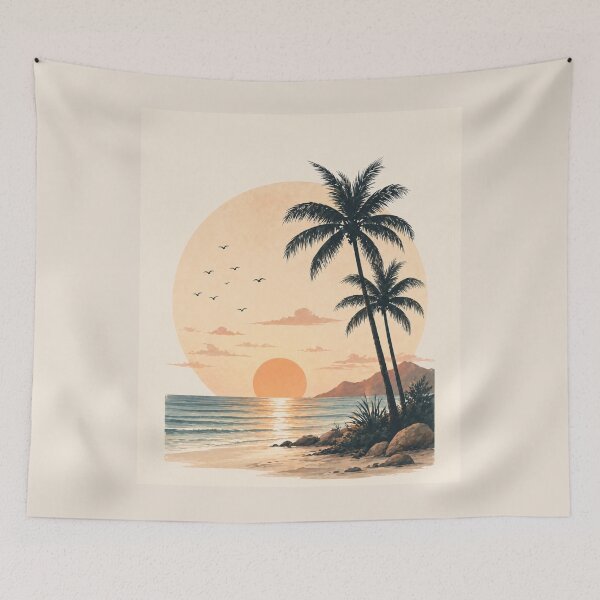 Item preview, Summer Tropical Beach Sunset - Retro Boho Watercolor Palms designed and sold by Nova Graphix.