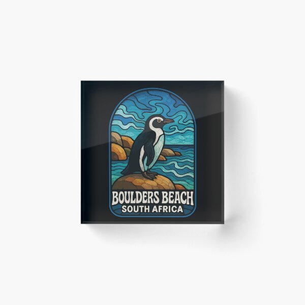 Item preview, Boulders Beach South Africa Stained Glass Travel designed and sold by TomFrontierArt.