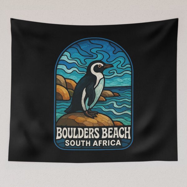 Item preview, Boulders Beach South Africa Stained Glass Travel designed and sold by TomFrontierArt.