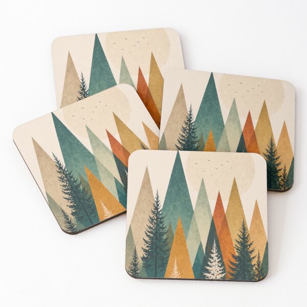 Item preview, Geometric Mountain Forest Boho Abstract Art designed and sold by Nova Graphix.