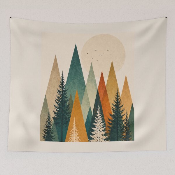 Item preview, Geometric Mountain Forest Boho Abstract Art designed and sold by Nova Graphix.