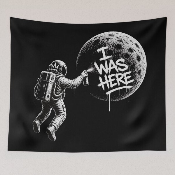 Item preview, Astronaut Graffiti I Was Here Moon designed and sold by Creative_Canvas.