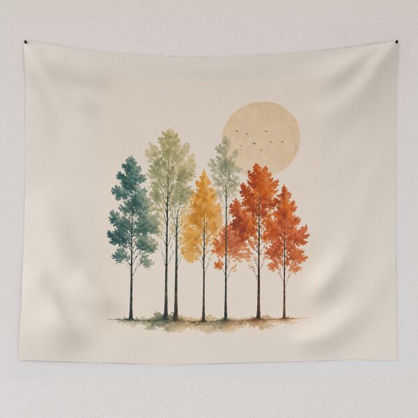 Item preview, Watercolor Autumn Forest Boho Art Print designed and sold by Nova Graphix.