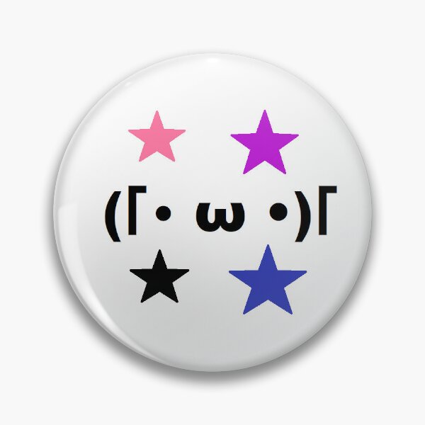 Item preview, subtle genderfluid kaomoji pin designed and sold by verysaneperson.