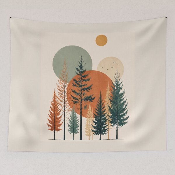 Item preview, Minimalist Geometric Forest Boho Art Illustration designed and sold by Nova Graphix.