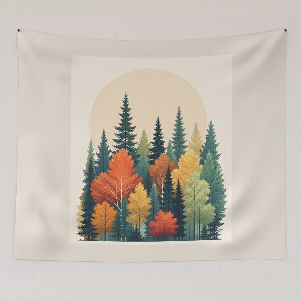Item preview, Minimalist Autumn Forest - Boho Nature Art designed and sold by Nova Graphix.