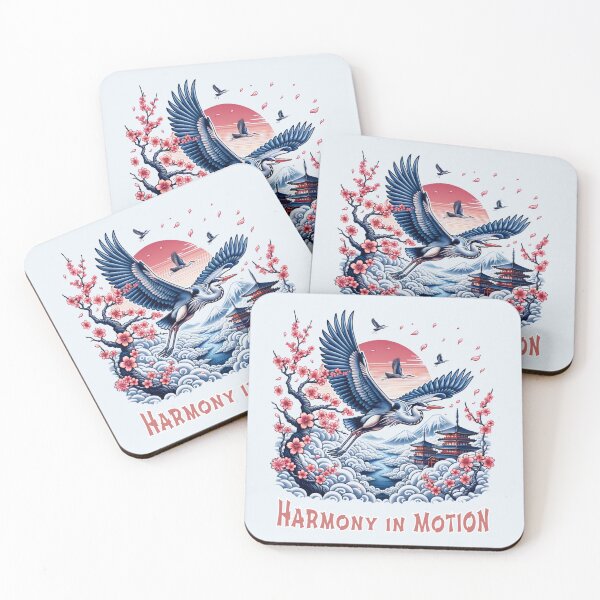 Item preview, Harmony in Motion Japanese Crane Art – Sakura, Pagoda & Mount Fuji Aesthetic Design designed and sold by Sachie's Studio.