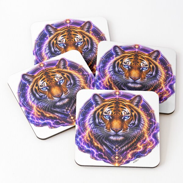 Item preview, Tigre Galattica Elettrica: Spirito Cosmico in Neon Violet designed and sold by KingofHearts25.