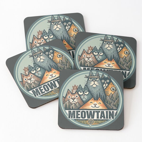 Item preview, MEOWTAIN Adventure: The Great Wave of Cats (Vintage BadgeMEOWTAIN 貓山冒險：群貓之巔 (復古圓徽章設計MEOWTAIN（ミャウンテン）アドベンチャー：猫たちの頂点 (ヴィンテージ風バッジ) designed and sold by MeowdelStudio.
