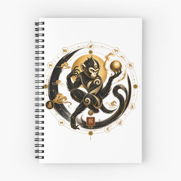Item preview, Year of the Monkey Zodiac – Celestial Gold and Black Chinese Astrological Art designed and sold by KireaDesigns.