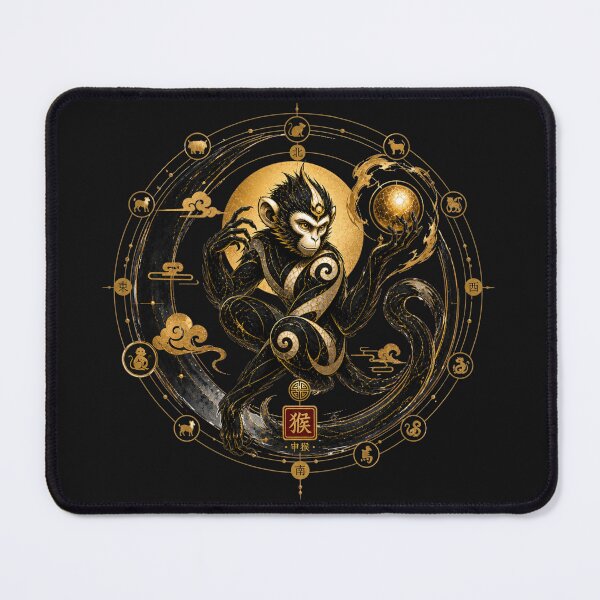 Item preview, Year of the Monkey Zodiac – Celestial Gold and Black Chinese Astrological Art designed and sold by KireaDesigns.
