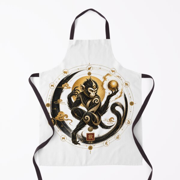 Item preview, Year of the Monkey Zodiac – Celestial Gold and Black Chinese Astrological Art designed and sold by KireaDesigns.