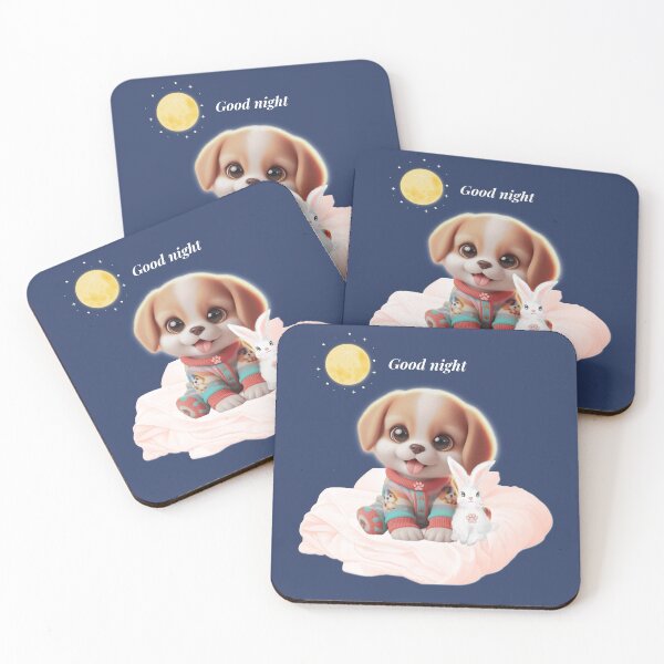 Item preview, Sleepy Puppy with Bunny Plush – Cozy Cute Kawaii Dog Illustration designed and sold by lunadesignsmoon.