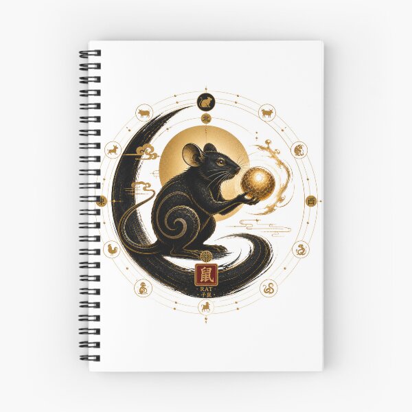 Item preview, Year of the Rat Zodiac – Celestial Gold and Black Chinese Astrological Art designed and sold by KireaDesigns.