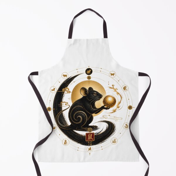 Item preview, Year of the Rat Zodiac – Celestial Gold and Black Chinese Astrological Art designed and sold by KireaDesigns.