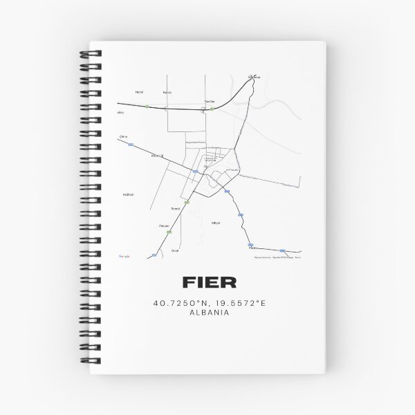 Aperçu de l'œuvre Carte minimaliste de Fier | Impression artistique du plan de rue de la ville d'Albanie créée et vendue par RM-Journey.
