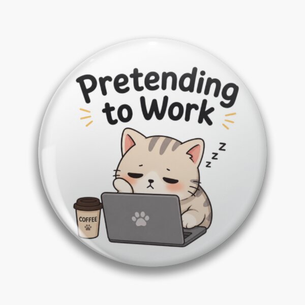 Item preview, Pretending to Work Funny Cat Lazy Office Humor Cute Kawaii Design designed and sold by Cute-Corne.