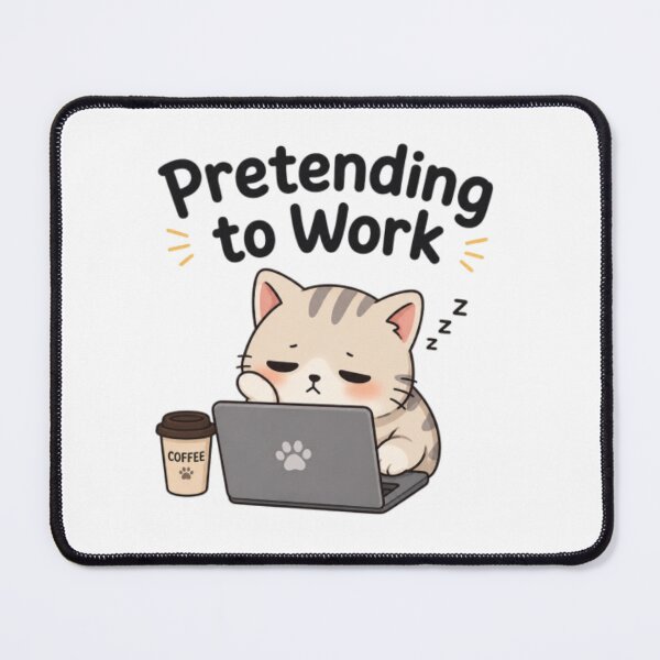 Item preview, Pretending to Work Funny Cat Lazy Office Humor Cute Kawaii Design designed and sold by Cute-Corne.