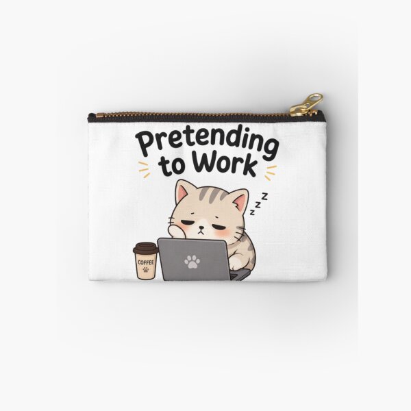 Item preview, Pretending to Work Funny Cat Lazy Office Humor Cute Kawaii Design designed and sold by Cute-Corne.