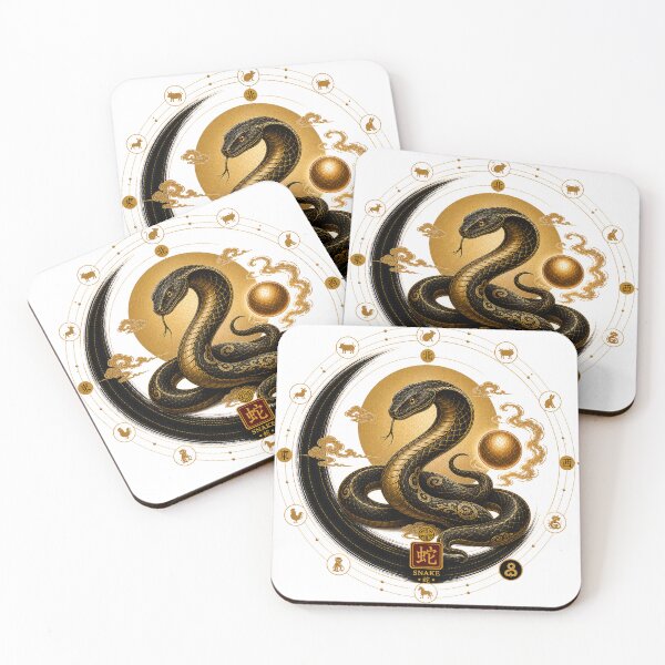 Item preview, Year of the Snake Zodiac – Celestial Gold and Black Chinese Astrological Art designed and sold by KireaDesigns.