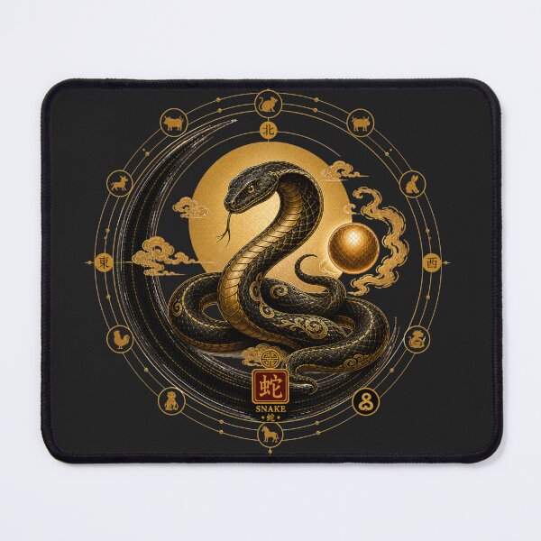 Item preview, Year of the Snake Zodiac – Celestial Gold and Black Chinese Astrological Art designed and sold by KireaDesigns.