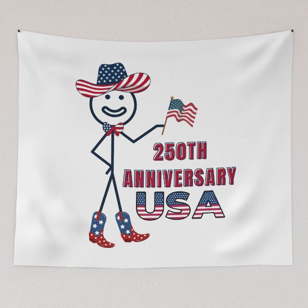 Item preview, USA 250th Anniversary Patriotic Stickman Cowboy designed and sold by VibranPalette.