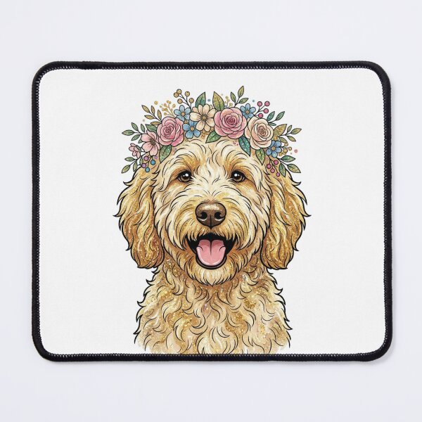 Item preview, Adorable Goldendoodle with Pastel Flower Crown designed and sold by SOUFIANE1991.