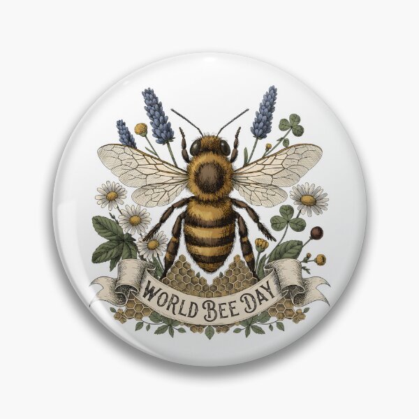 Item preview, Vintage Botanical Illustration for World Bee Day with Honeybee and Wildflowers designed and sold by RoseVathRam.