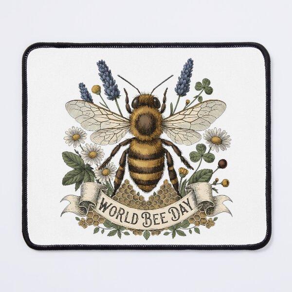 Item preview, Vintage Botanical Illustration for World Bee Day with Honeybee and Wildflowers designed and sold by RoseVathRam.