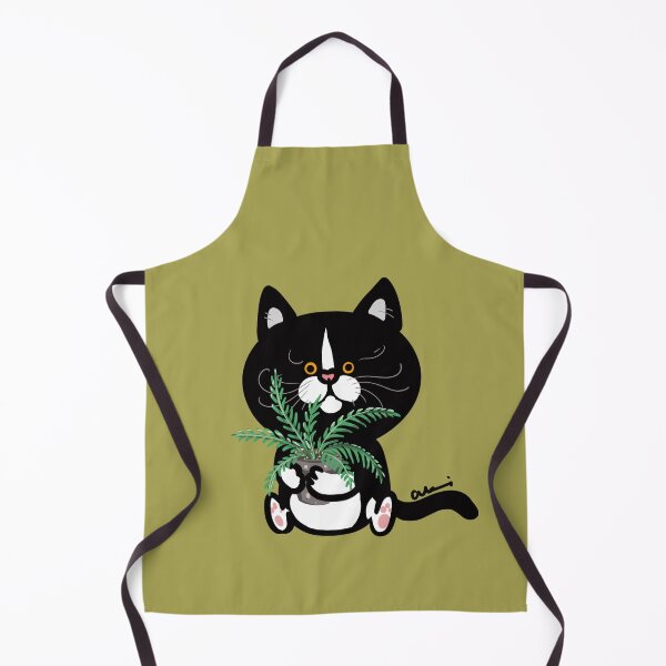 Item preview, Stay Pawsitive & Stay Green: Tuxedo Cat Art - 賓士貓與小盆栽 (ハチワレ猫と観葉植物) designed and sold by MeowdelStudio.