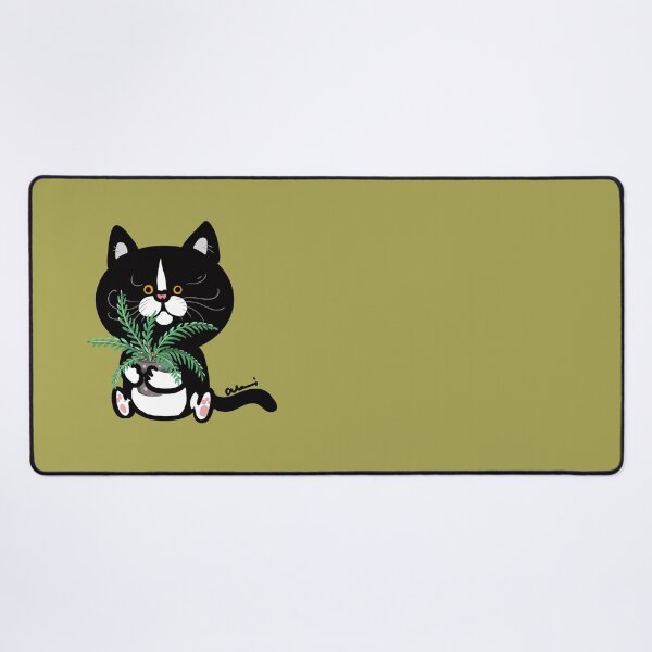 Item preview, Stay Pawsitive & Stay Green: Tuxedo Cat Art - 賓士貓與小盆栽 (ハチワレ猫と観葉植物) designed and sold by MeowdelStudio.