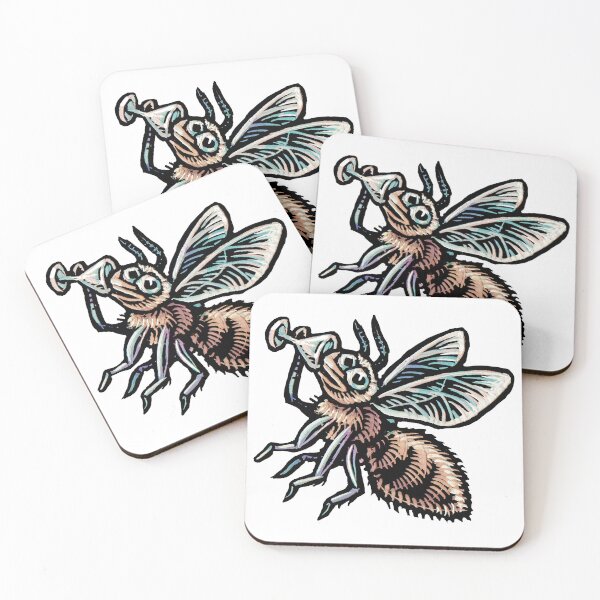 Item preview, yellow bee drinking from a martini glass designed and sold by LisaHaney.