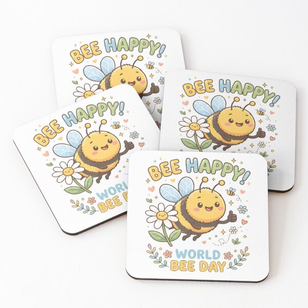 Item preview, Adorable "Bee Happy!" Illustration for World Bee Day designed and sold by RoseVathRam.
