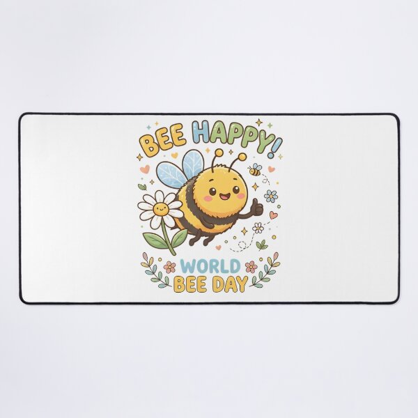 Item preview, Adorable "Bee Happy!" Illustration for World Bee Day designed and sold by RoseVathRam.