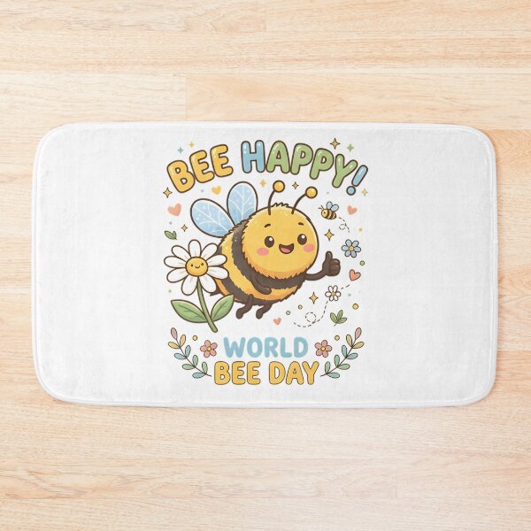 Item preview, Adorable "Bee Happy!" Illustration for World Bee Day designed and sold by RoseVathRam.