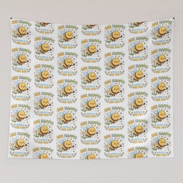 Item preview, Adorable "Bee Happy!" Illustration for World Bee Day designed and sold by RoseVathRam.