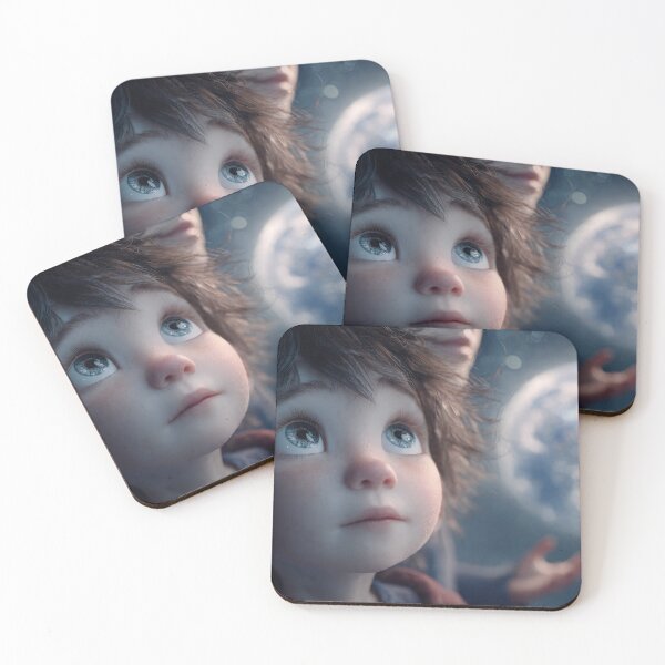 Item preview, The First Time Seeing Earth – Humanoid Child on Moon | Emotional Sci-Fi Close-Up Art designed and sold by AwesomeDigiShop.