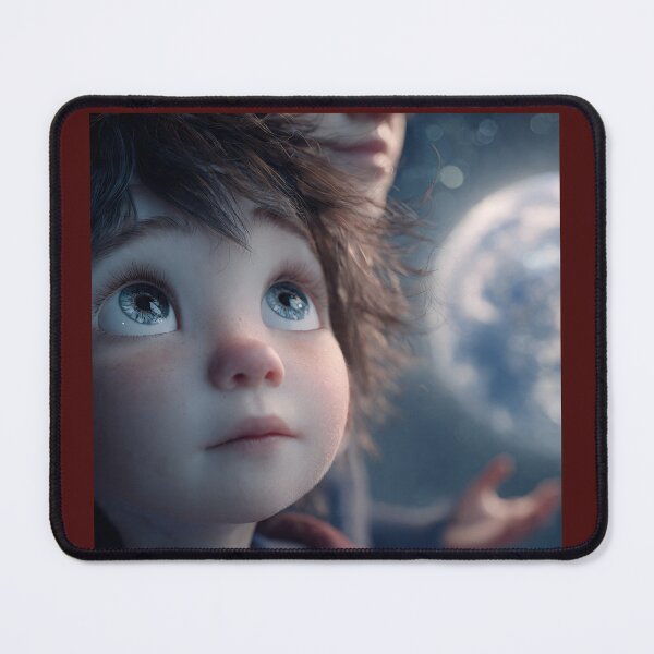 Item preview, The First Time Seeing Earth – Humanoid Child on Moon | Emotional Sci-Fi Close-Up Art designed and sold by AwesomeDigiShop.