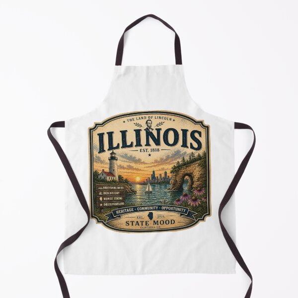 Item preview, Illinois Vintage Skyline Retro State Design designed and sold by StateMoodDesigns.