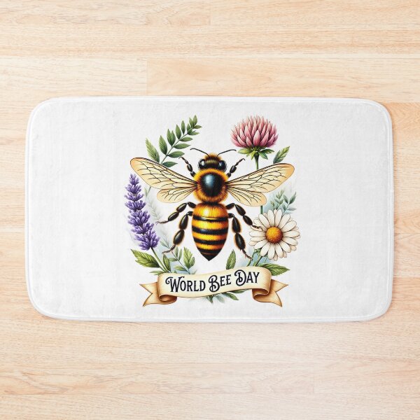 Item preview, Artistic World Bee Day Illustration with Honeybee and Wildflowers designed and sold by RoseVathRam.