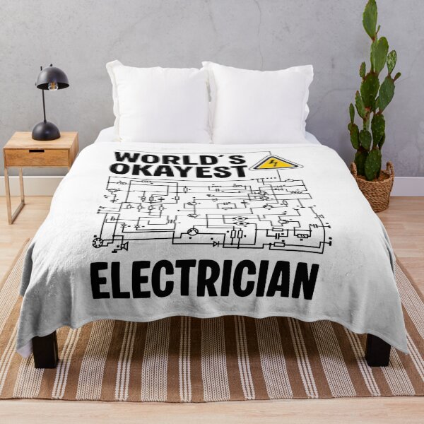 Item preview, Funny Electrician Shirt - World’s Okayest Electrician - Wiring Diagram & Danger Sign designed and sold by Dmetalx Art Apparel.