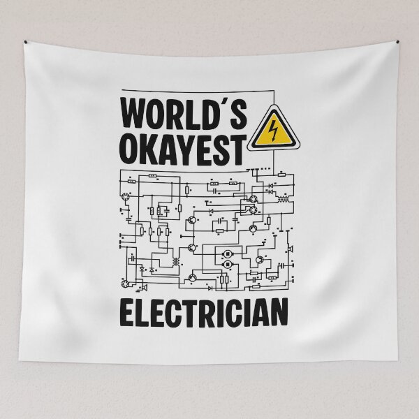 Item preview, Funny Electrician Shirt - World’s Okayest Electrician - Wiring Diagram & Danger Sign designed and sold by Dmetalx Art Apparel.
