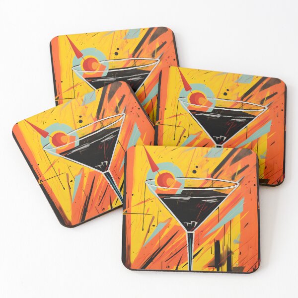 Item preview, Martini in Abstract Energy - Bold Cocktail Art with Vibrant Color Strokes and Dynamic Style designed and sold by OlfactoART Studio.
