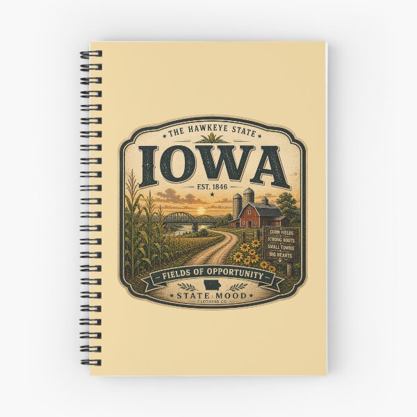 Item preview, Iowa State Vintage Farming Landscape Illustration designed and sold by StateMoodDesigns.