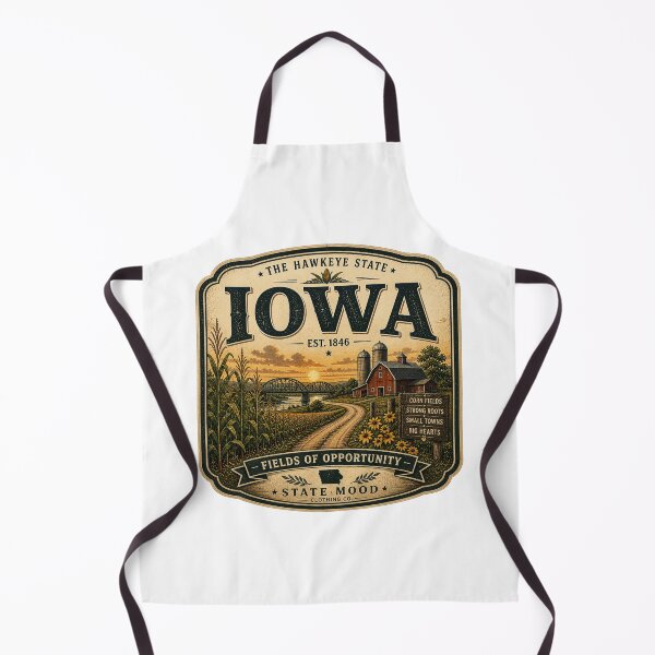 Item preview, Iowa State Vintage Farming Landscape Illustration designed and sold by StateMoodDesigns.