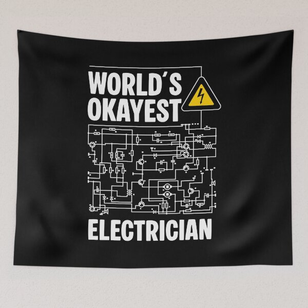 Item preview, Funny Electrician Shirt - World’s Okayest Electrician - Wiring Diagram & Danger Sign designed and sold by Dmetalx Art Apparel.