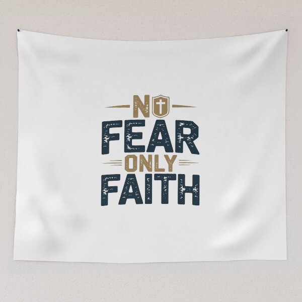 Item preview, No Fear Only Faith Christian T-Shirt | Bold Shield Cross Navy Gold Religious Gift designed and sold by EvolusionPro.