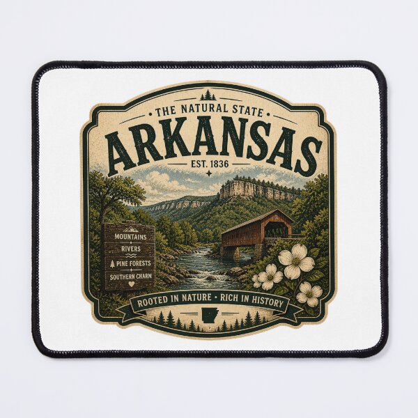 Item preview, Arkansas The Natural State Vintage Mountain Landscape designed and sold by StateMoodDesigns.
